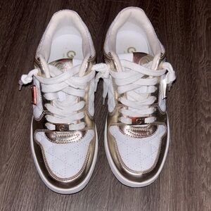 Stylish White and Gold Teen Sneakers